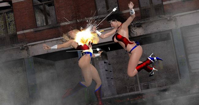 Обои картинки фото 3д графика, fantasy , фантазия, драка, супермены