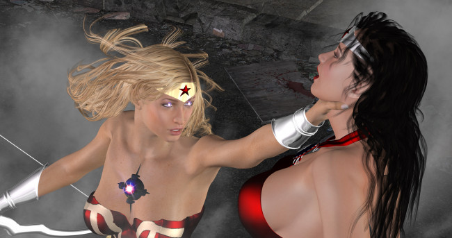 Обои картинки фото 3д графика, fantasy , фантазия, драка, супермены