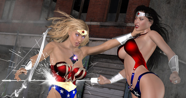 Обои картинки фото 3д графика, fantasy , фантазия, драка, супермены