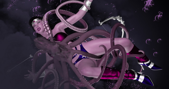 Обои картинки фото 3д графика, fantasy , фантазия, супермен, восьминог