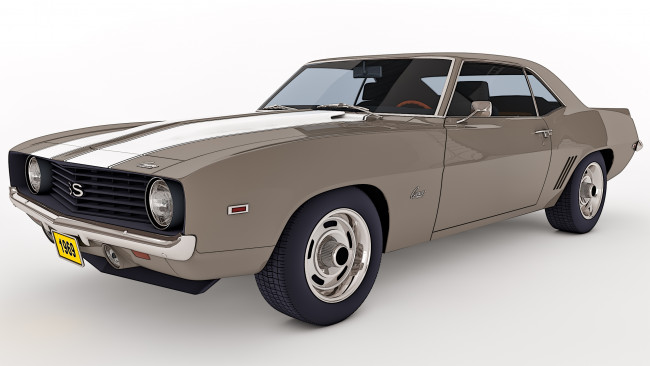 Обои картинки фото автомобили, 3д, ss, camaro, chevy, 1969