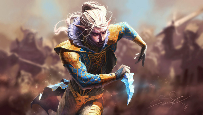 Обои картинки фото видео игры, lineage ii, эльф, нож, парень, игра, воин