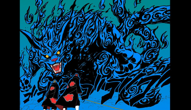 Обои картинки фото аниме, naruto, хвостатый, пэйн, наруто, акацки