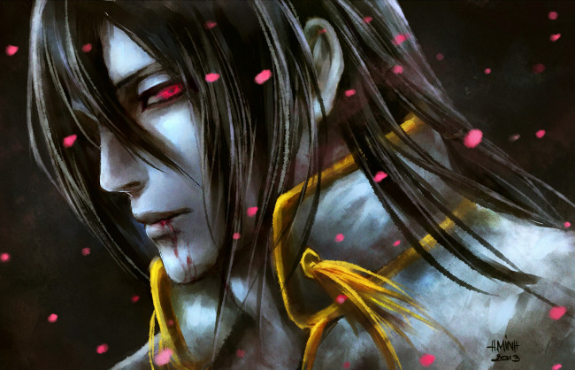 Обои картинки фото аниме, bleach, кучики, глава, клана, сенбон-закура, парень, бьякуя, арт, лицо, блич