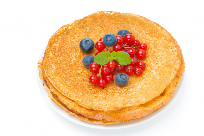 Обои картинки фото еда, блины,  оладьи, ягоды