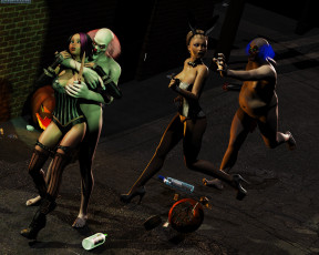 Картинка 3д+графика праздники+ holidays девушка halloween фон взгляд существа