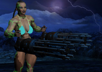 Картинка 3д+графика фантазия+ fantasy девушка оружие фон взгляд