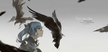 Картинка аниме vocaloid птицы mivit hatsune miku девушка арт