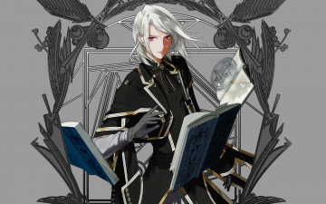 Картинка аниме магия +колдовство +halloween взгляд книги пентаграмма парень