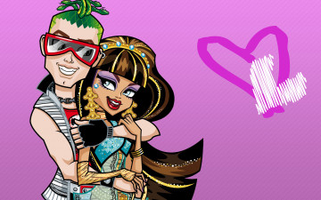 обоя monster high, мультфильмы, - monster high, персонажи, монстры, парень, monster, high, девушка