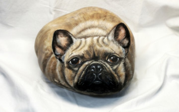 Картинка разное ремесла +поделки +рукоделие пёс камень ткань рисунок