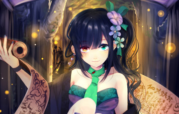 Картинка аниме unknown +другое галстук девушка свиток цветы