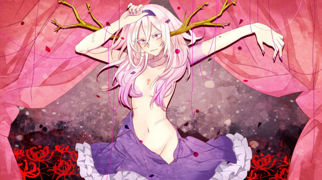 Обои картинки фото аниме, unknown,  другое, шрамы, нити, toudou, charo, gahata, mage, utau, взгляд, девушка, арт