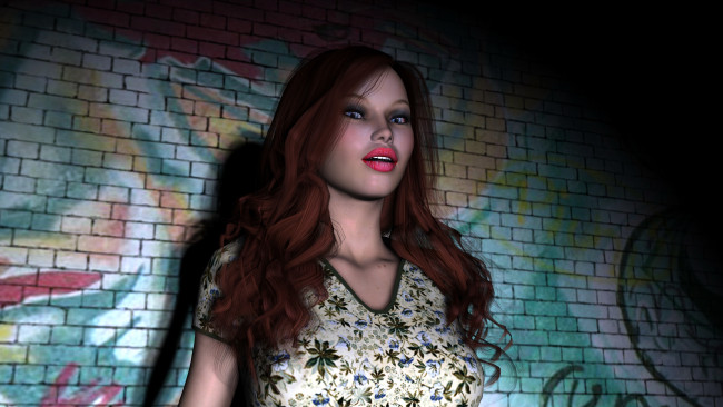 Обои картинки фото 3д графика, люди , people, взгляд, девушка, фон