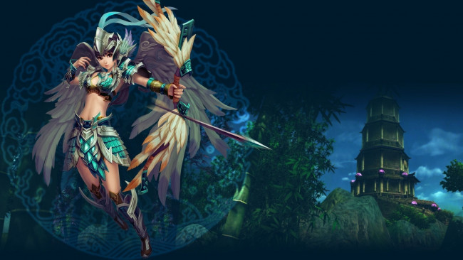 Обои картинки фото видео игры, ~~~другое~~~, игра, боевой, дух, три, стрела, арт, лук, лучница, девушка