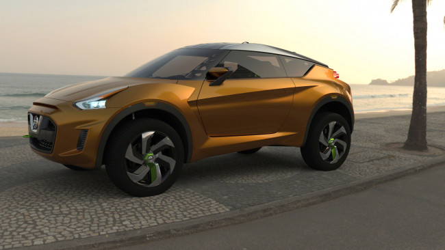 Обои картинки фото nissan extreme concept, автомобили, nissan, datsun, car, кроссовер, бронзовый, extreme, concept, золотистый, внедорожник