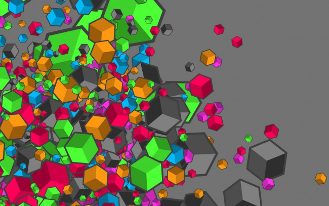 Обои картинки фото рисованное, абстракция, кубики, россыпь, цвета