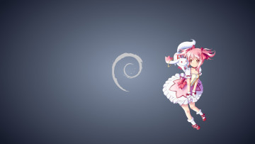 Картинка компьютеры debian девушка взгляд фон логотип