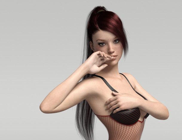 Обои картинки фото 3д графика, люди , people, взгляд, девушка, фон