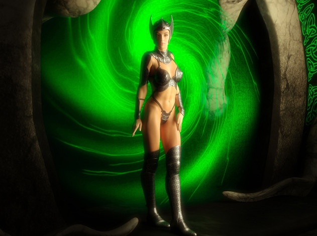 Обои картинки фото 3д графика, фантазия , fantasy, фон, взгляд, девушка