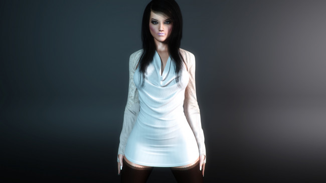 Обои картинки фото 3д графика, люди , people, девушка, взгляд, фон