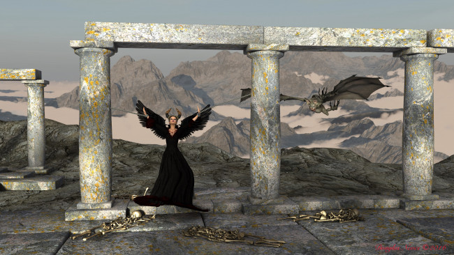 Обои картинки фото 3д графика, существа , creatures, фон, взгляд, кастаника, арка