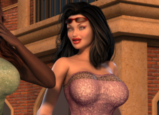 Картинка 3д+графика люди+ people взгляд фон девушка