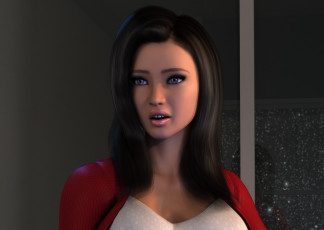 Картинка 3д+графика портрет+ portraits фон взгляд девушка