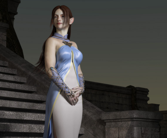 Обои картинки фото 3д графика, эльфы , elves, фон, взгляд, эльфийка