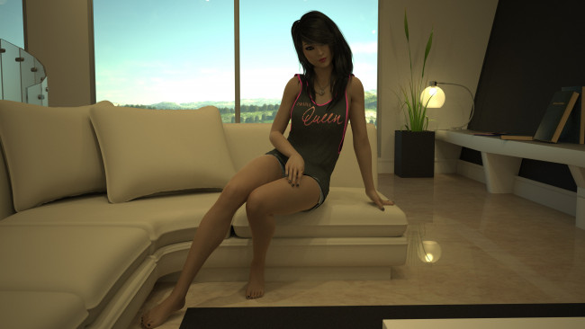 Обои картинки фото 3д графика, люди , people, фон, взгляд, девушка