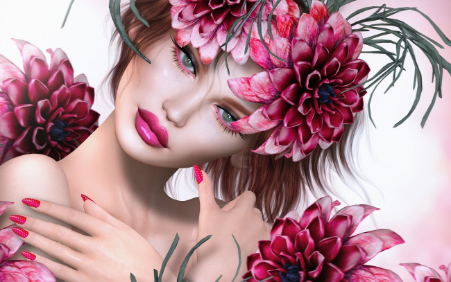 Обои картинки фото 3д графика, портрет , portraits, фон, взгляд, девушка