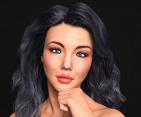 Картинка 3д+графика портрет+ portraits фон взгляд девушка