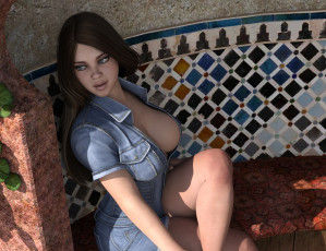 Картинка 3д+графика люди+ people девушка взгляд фон