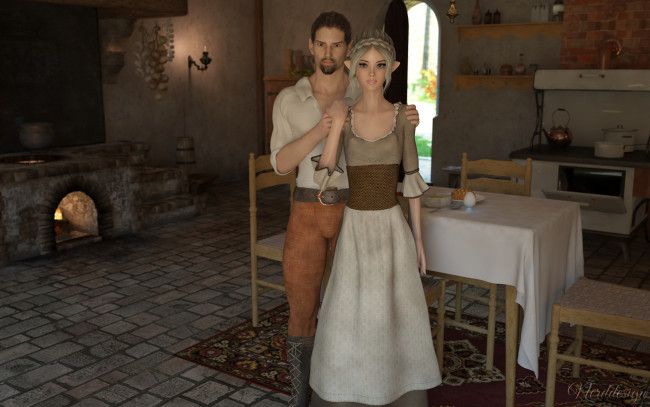 Обои картинки фото 3д графика, эльфы , elves, фон, взгляд, девушка