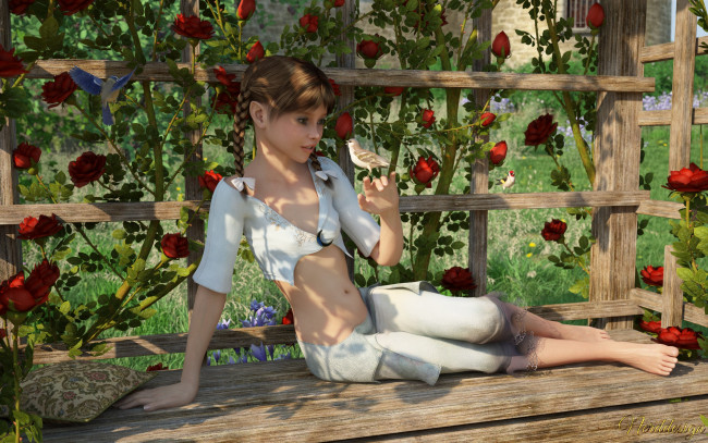 Обои картинки фото 3д графика, люди , people, фон, взгляд, девушка