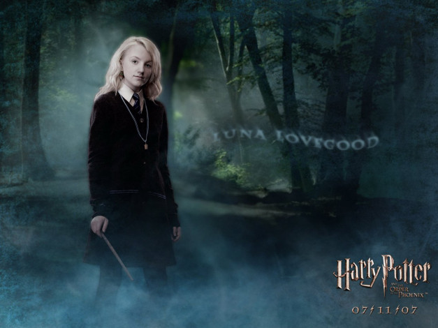 Обои картинки фото кино фильмы, harry potter and the order of the phoenix, луна, лавгуд, палочка, лес