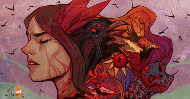 Обои картинки фото видео игры, league of legends, лицо, птицы