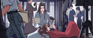 Картинка рисованное люди ван ибо сяо чжань съемки костюмы