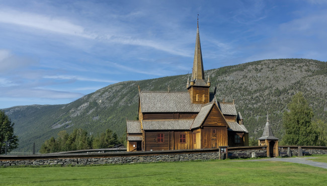 Обои картинки фото lom stave church, norway, города, - католические соборы,  костелы,  аббатства, lom, stave, church