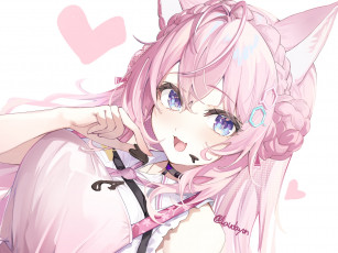 обоя аниме, virtual youtuber, девушка, взгляд