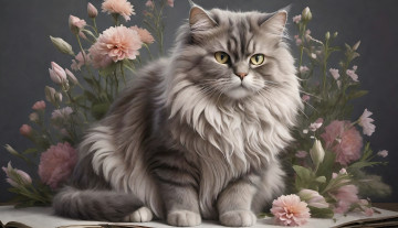 обоя рисованное, животные,  коты, кот, кошка