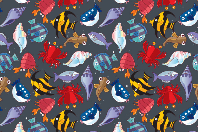Обои картинки фото векторная графика, животные , animals, рыбки, морская, детская
