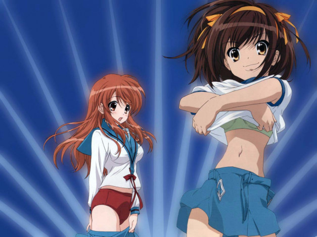 Обои картинки фото аниме, the, melancholy, of, haruhi, suzumiya