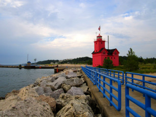 Картинка holland harbor mi природа маяки сша