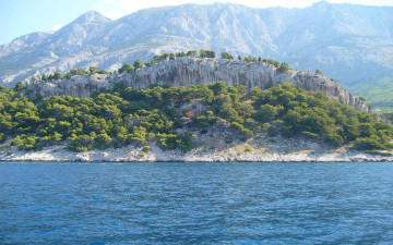 Картинка природа побережье деревья горы