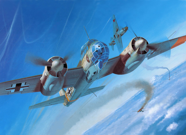 Обои картинки фото авиация, 3д, рисованые, graphic, драка