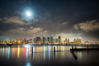 Картинка сан диего сша города здания вода луна