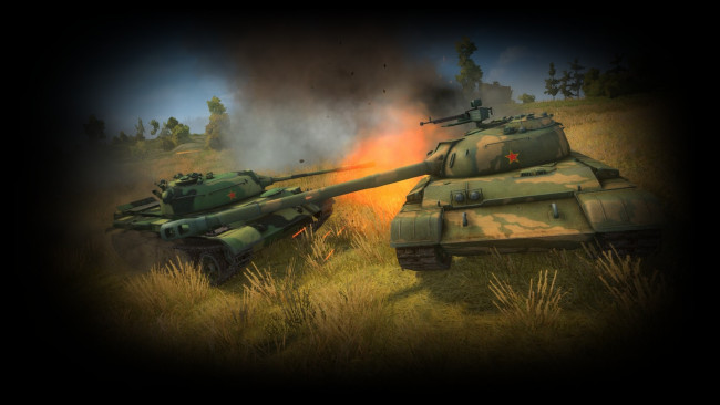 Обои картинки фото world, of, tanks, видео, игры, мир, танков, взрывы, танки, поле, бой