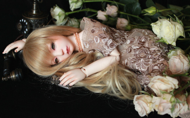 Обои картинки фото разное, игрушки, розы, куклы