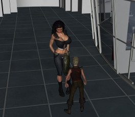 Картинка 3д+графика people+ люди коридор парень девушка